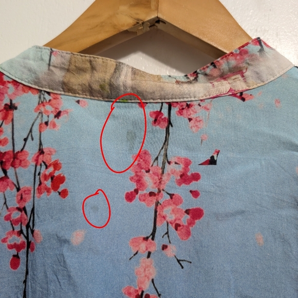 Citron Santa Monica Blouse Top Enhanced Cranes Forest Japan Cherry Blossom Asia - Picture 5 of 7